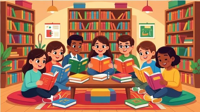 صورة تعليمية لقسم المكتبة والمنوعات